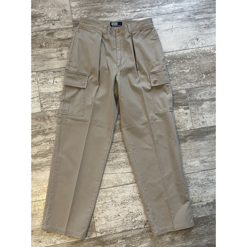 Polo Ralph Lauren Men's‎ Khaki Cargo Pants 100% Cotton Utility Casual Size 31x32